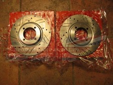 Pair New Drilled Slotted Brake Rotors Triumph Spitfire 1962-1980 TRW