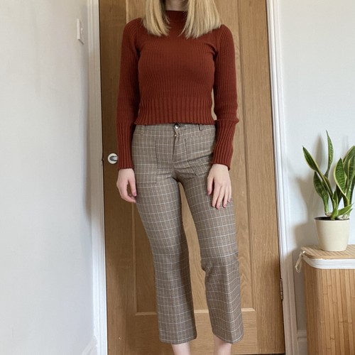 ZARA beige dog tooth checked straight 