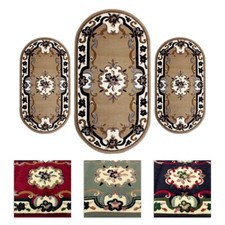Three Piece Oval Classic Short Hair Bedroom Drawer Rug