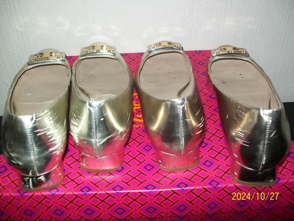 2 Tory Burch Gigi Gold Bundle Patent Leather Classic Pumps W/1.25” Block Heel - Image 3 of 4