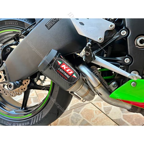 For Kawasaki Ninja ZX6R ZX636 2009-2023 Exhaust Tips Mid Pipe Carbon Muffler Tip - Picture 2 of 7