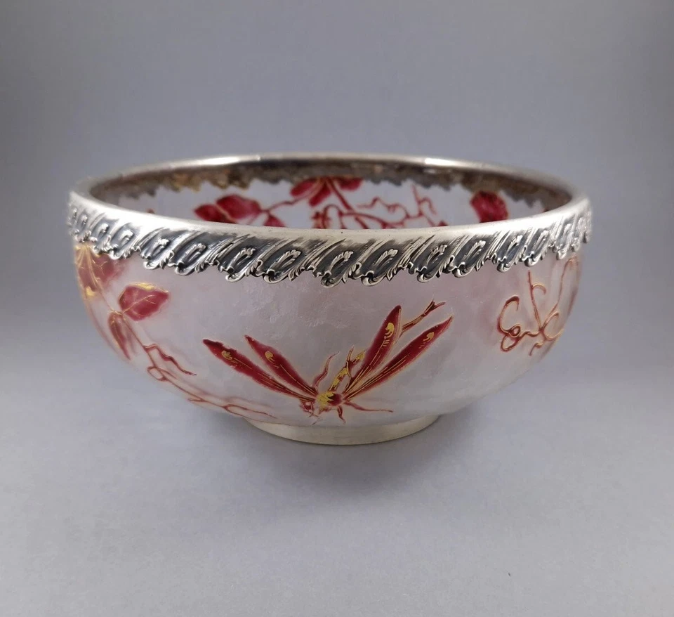 Coupe Art Nouveau en verre et argent massif - Photo 4/4