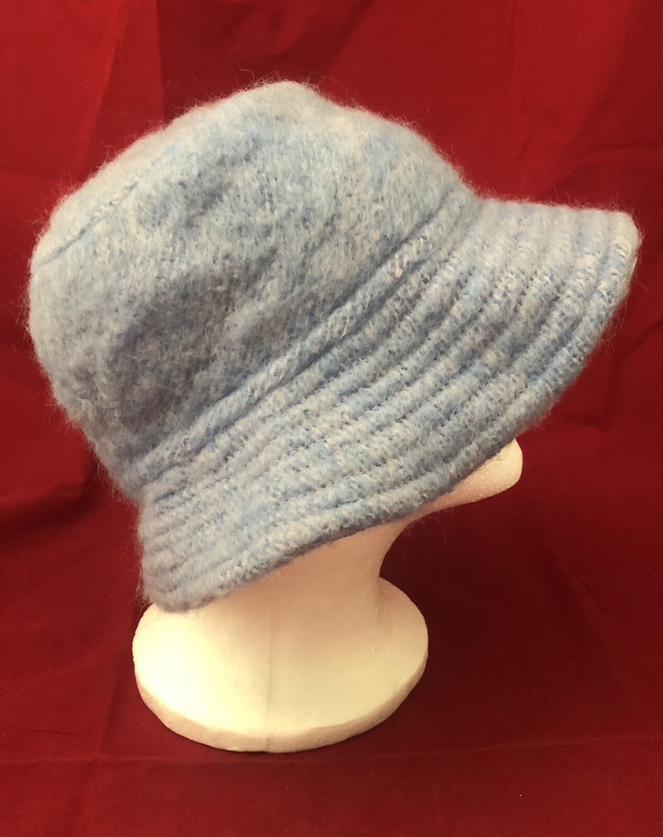 Donegal Design Ireland Mohair Wool Pull-on Bucket Hat Blue One Size Donegal Design Mohair Wool Blend Blue Bucket Hat Cap  main image 4