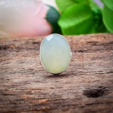 Lovely Green Chalcedony Gemstone 925 Sterling Silver Handmade Ring Gift For Her