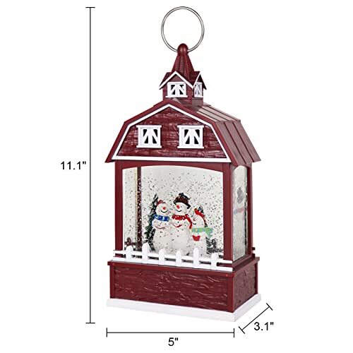 Musical Snow Globe Lantern with Timer, Lighted USB/Battery Red Snowman - Picture 3 of 7