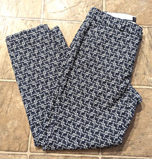 Banana Republic sz 2 Avery Mid Rise Ankle Pants blue white textured fabric 4423