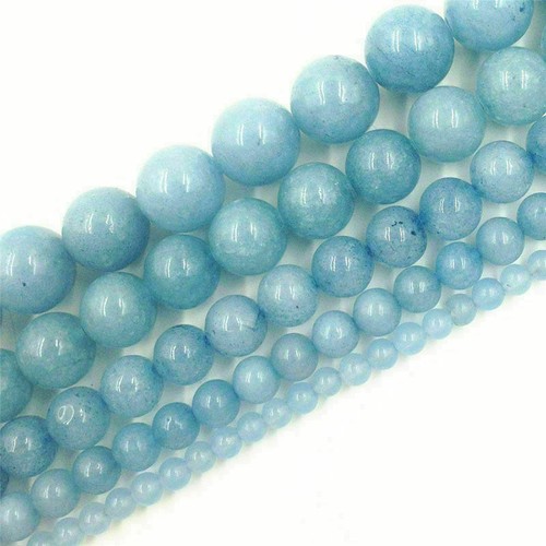 Pretty 6/8/10/12mm Round Blue Brazilian Aquamarine Gemstone Loose Beads 15" - Picture 7 of 7
