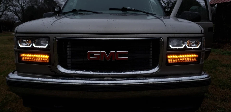 Conjuntos de faros negros/claros estilo ceja baja para camionetas Chevy GMC OBS 88-98 Foto 3 de 4