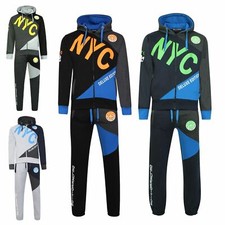 Kids Boys Tracksuit NYC DLX PROJECT Print Hoodie & Bottom Jog Suit Age 7-13 Year