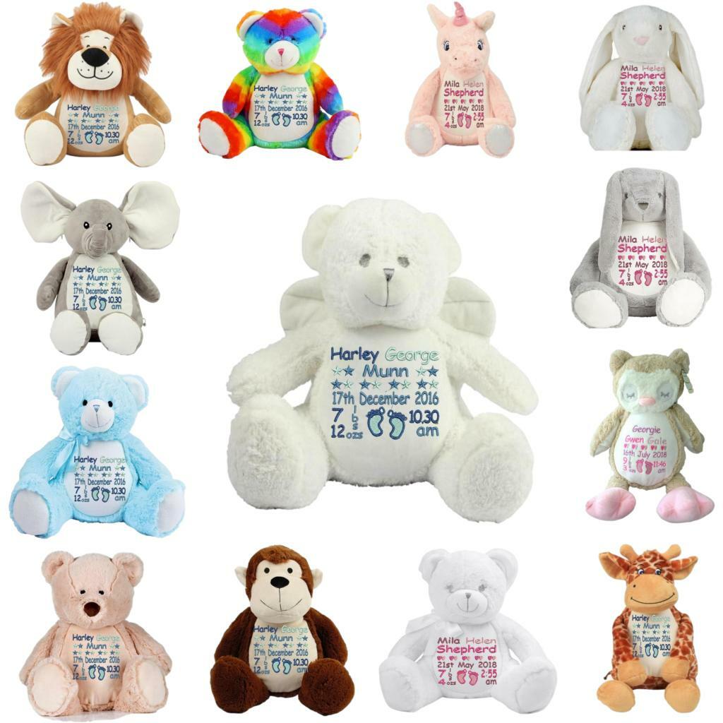 Personalised Teddy Bear Baby's 1st Birthday Christening Girl Boy