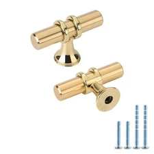 Cabinet Knobs 5 Pack Brushed Gold Kitchen Hardware Handle Zinc Alloy Modern D...
