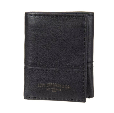 Levis Mens TRIFOLD LEATHER Wallet - Zipper Bill & ID Area RFID