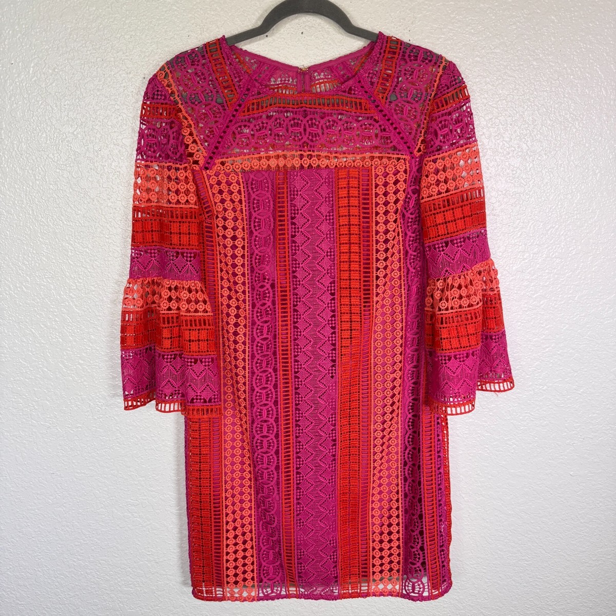 Trina Turk Dress Womens 6 Cambria Crochet Shift Boho Resort