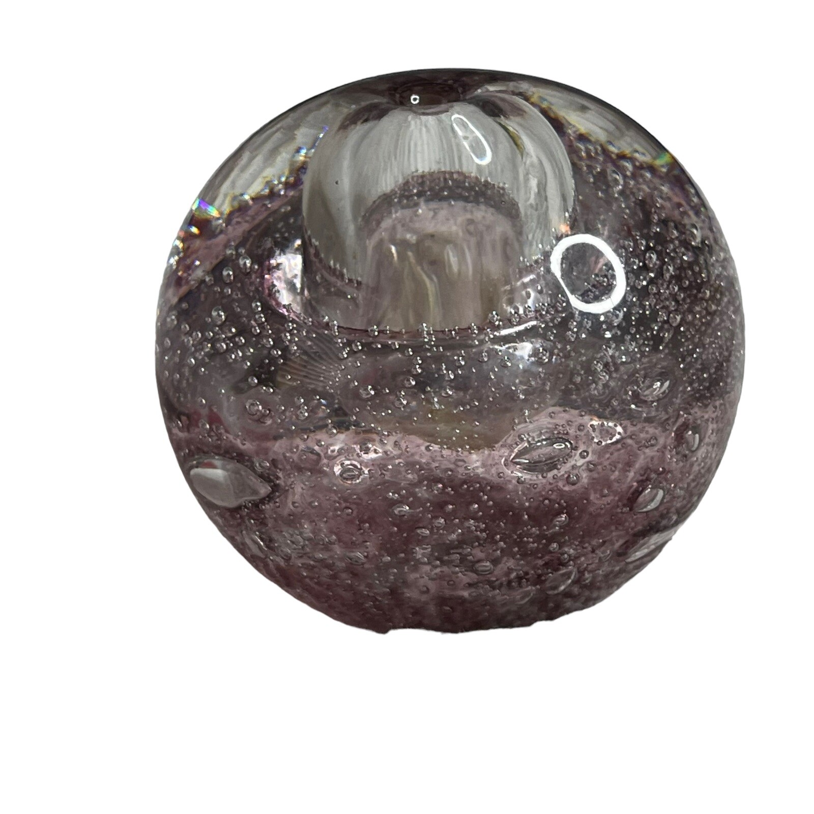 Royal Limited Crystal Purple Clear Hand Blown Polish Art Glass Oil Burner-image