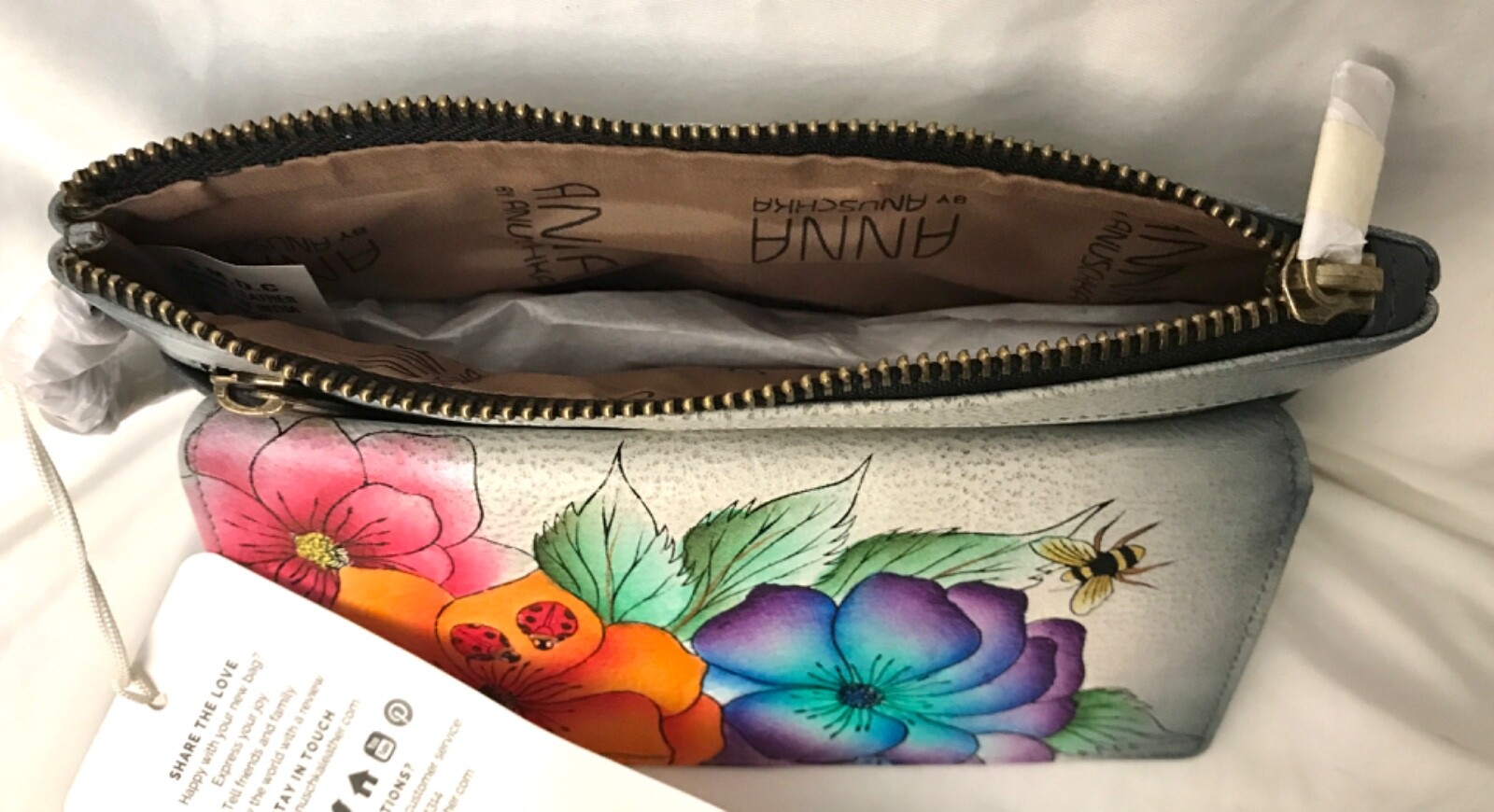 Anuschka Anna NWT🌺Wristlet Organizer Wallet-Paradise Found Grey-1838-PDF-GRY