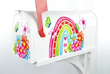 Mailbox Magnet Partial Cover Rainbow Butterflies Daisies Flowers Mail Box