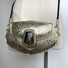 Hand Made Artistian Silver Brass Metal Purse Center Stone Signed Manuel Vargo