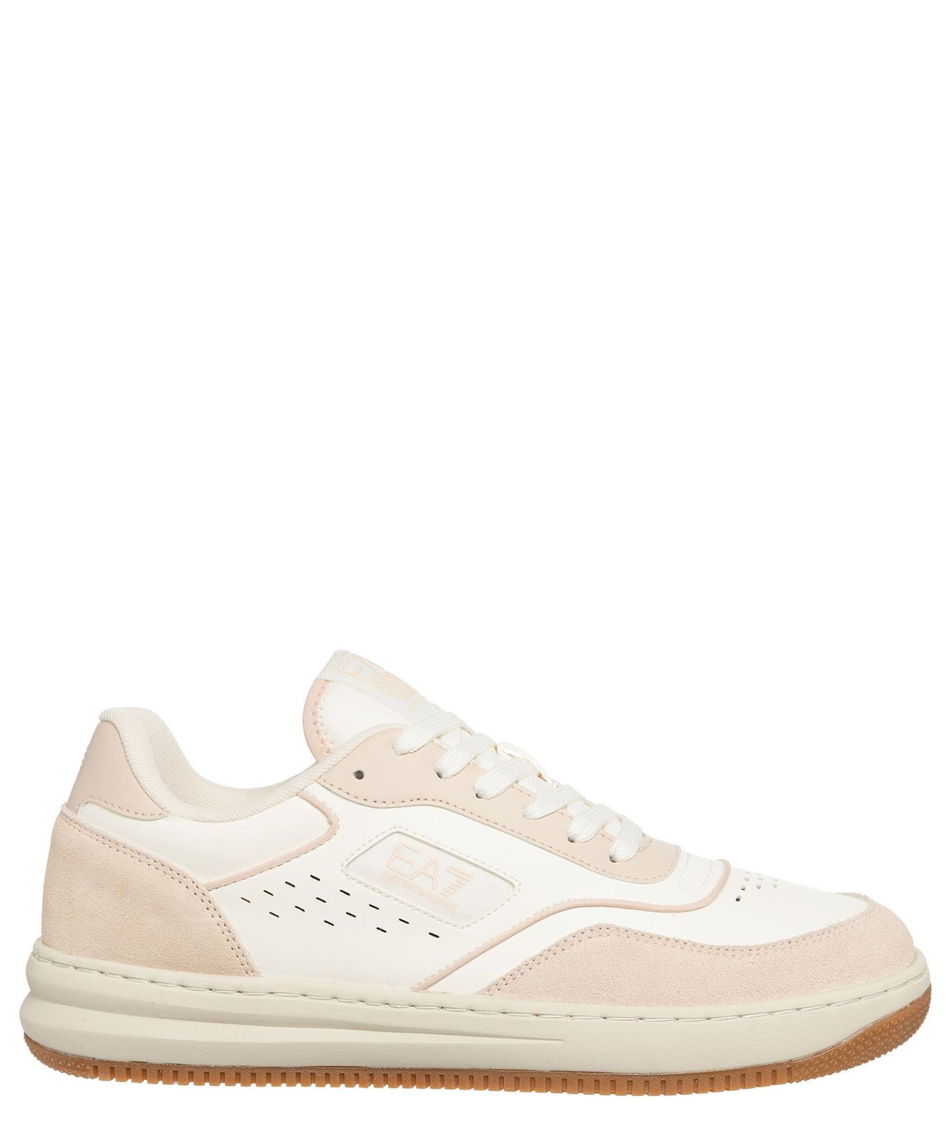 Кроссовки Emporio Armani EA7 damen X8X190XK405U262 розового цвета с оттенком белого меда 21590₽