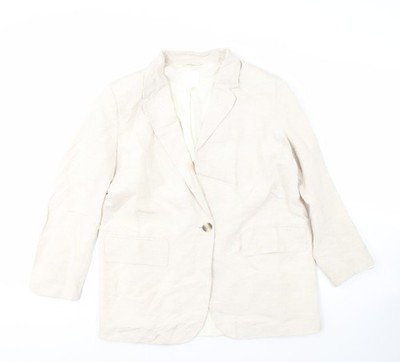 H&M Damen Elfenbein Leinen Blazer Größe 8