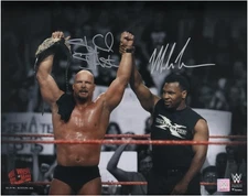 Stone Cold Steve Austin & Mike Tyson Autographed 16 x 20 WrestleMania XIV Photo