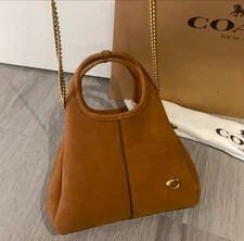 Coach Suede Lana Shoulder Bag 19 Brass/Warm Brown CCY33 NWT