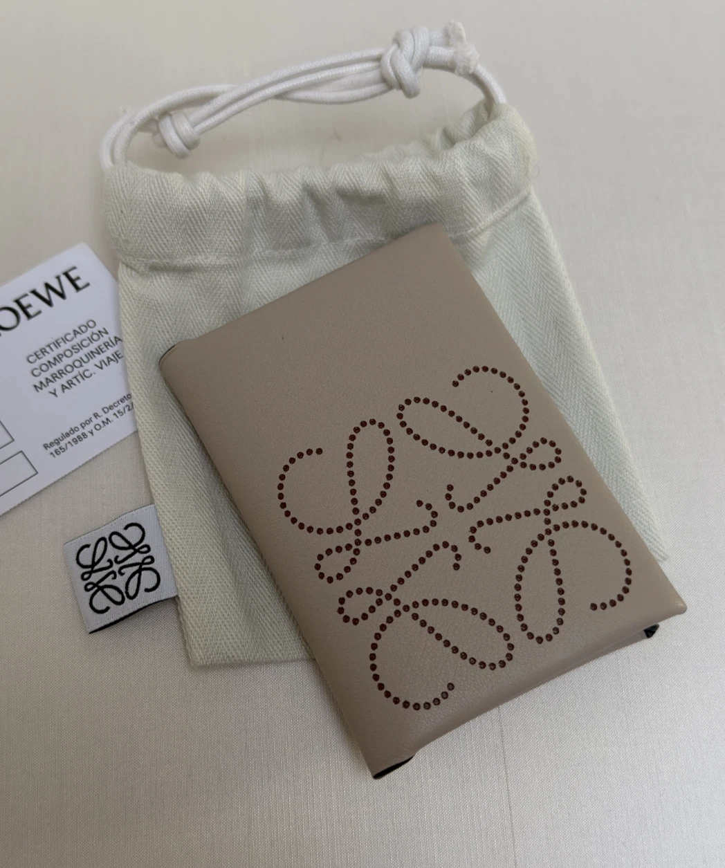 Loewe — Rare Loewe Madrid Anagram Card Holder Case in Creme/Natural/Chocolate