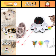 Interactive Cat Laser Toy - 2-in-1 Automatic Motion Sensor, USB Rechargeable, Fu
