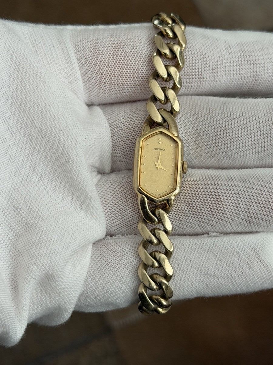 Rare Vintage Seiko 2E20-5360 Men's Cuban Link Bracelet Dress Watch
