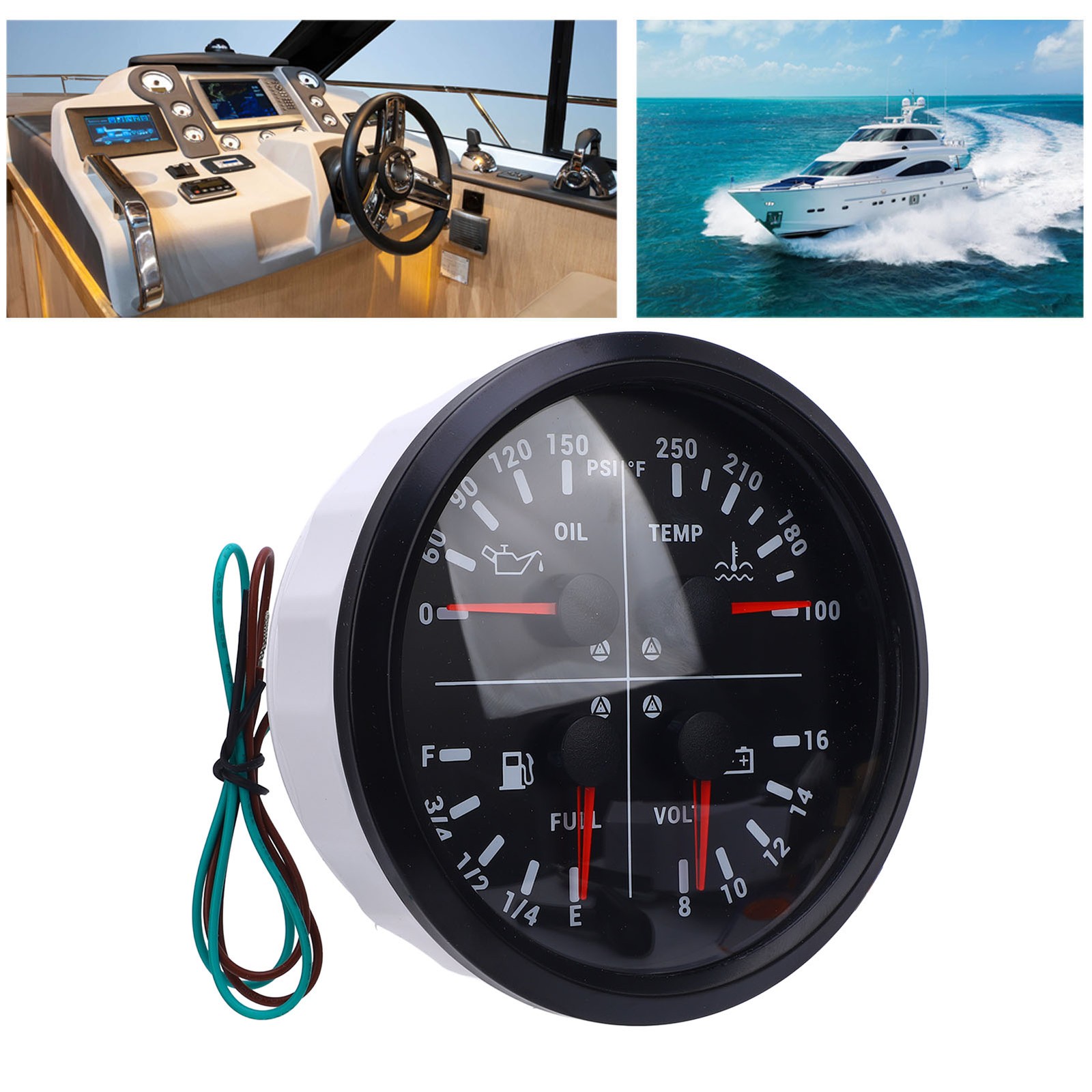 110mm 4 In 1 Multifunction Gauge Wide Range Monitoring For RV Boat Truck Popular