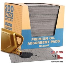 Oil Absorbent Pads 200 Pack 16 x 18 Heavy-Duty Spill 1 Count Pack of 200