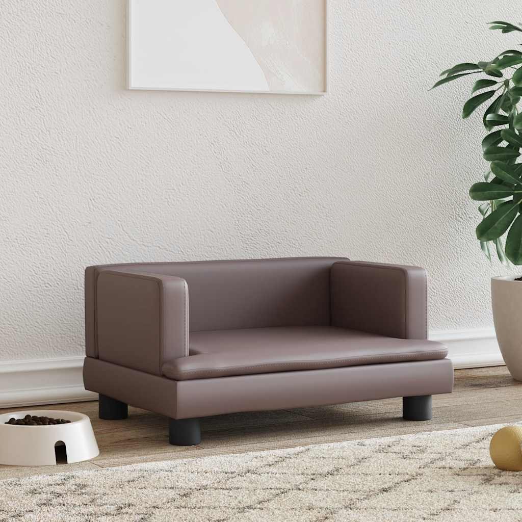 Lettino Cani 60x40x30 cm Marrone Similpelle | Struttura Alta Qualità