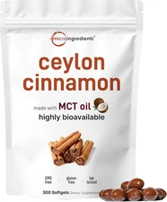 Ceylon Cinnamon 7,200Mg Equivalent | 300 Softgels with MCT Oil | Highly Bioavail