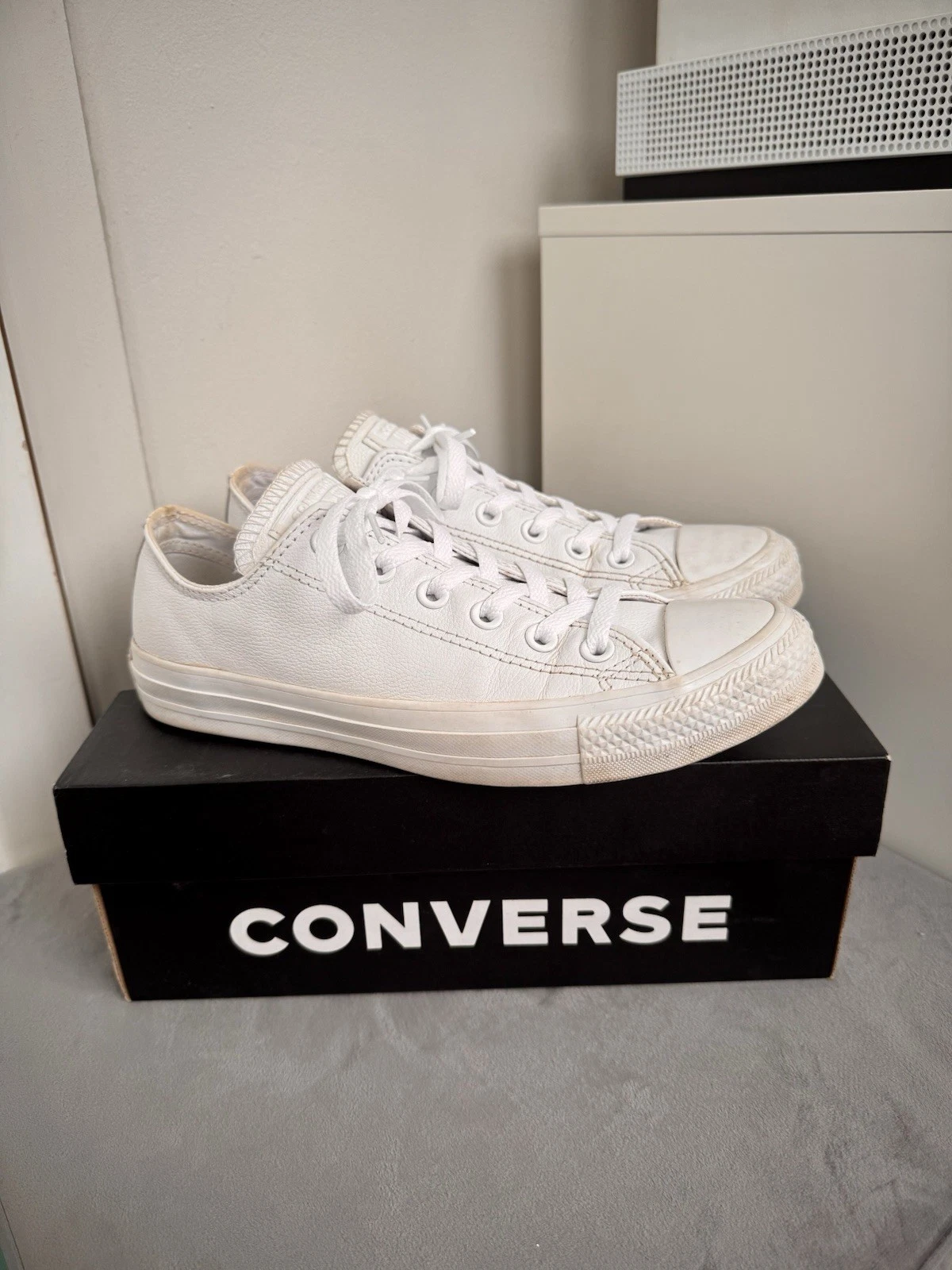 Scarpe da ginnastica Converse All Star in pelle bianca taglia UK 5 EU 38