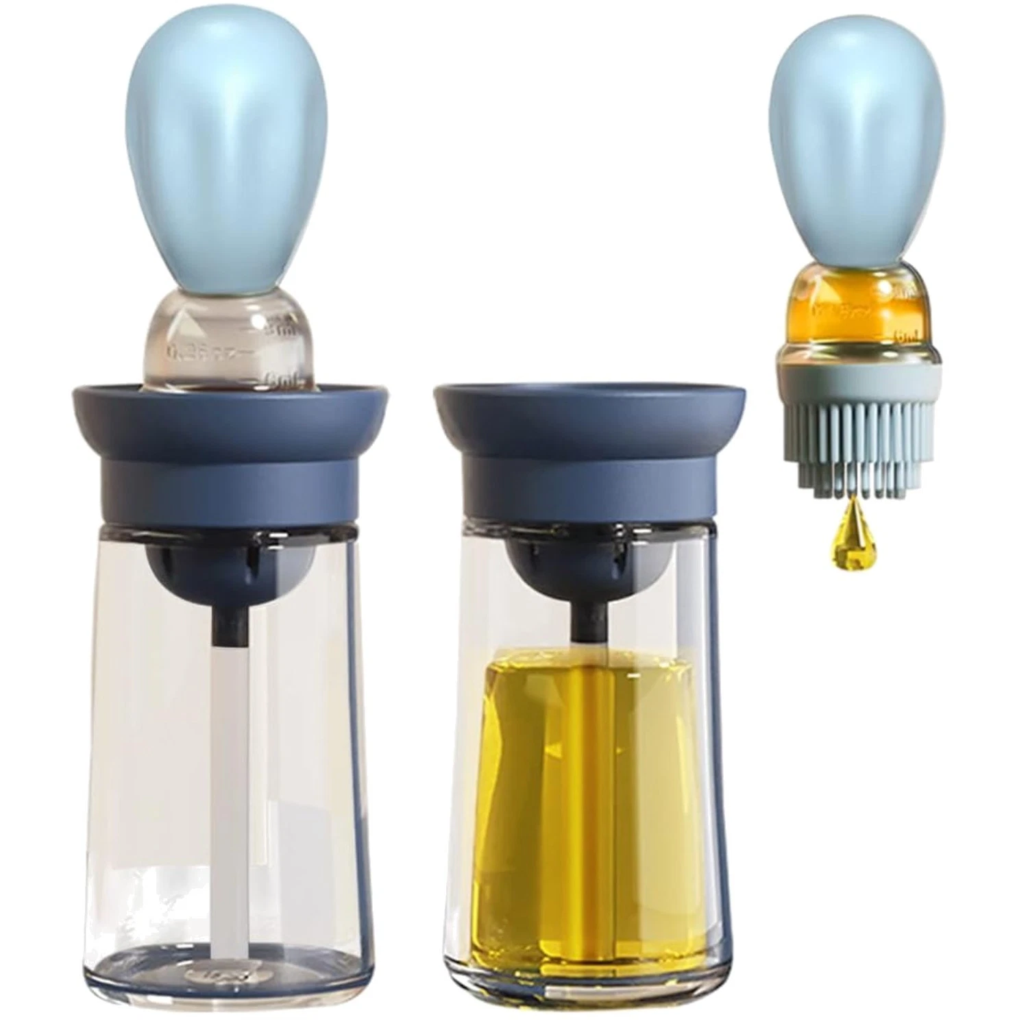 Reusable Oil Bottle Set with Basting Brush - 2 Pack
