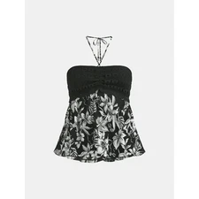 No Boundaries Convertible Halter Top Black/White or Red/White Various Sizes