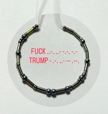 Elegant Morse Code F Trump Morse Code Bracelet - Stretchy anti Trump minimalist 