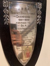 Antique 1931 Army Basketball Sport Vintage Trophy Plaque Engraved