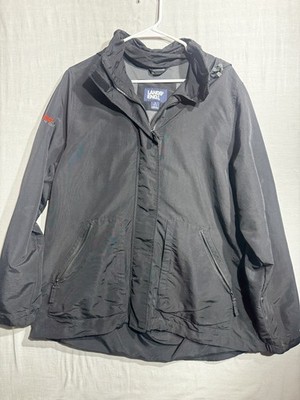 Lands End Mid Weight Jacket Mens SZ Large Black Wind Water Resistant Rain Guard