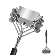 18" BBQ Grill Brush with Wide Scraper - Grill Cleaning Brush, Safe Long Handl...