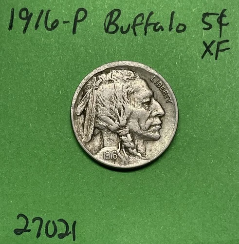 1916-P Buffalo 🦬 Indian Head Nickel 5c Cent Piece Xf Extra Fine