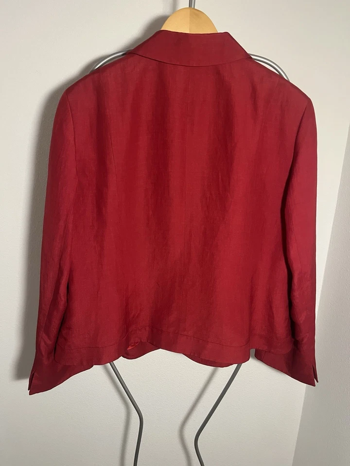 Lafayette 148 New York Women’s Red Collared Jacket Size 18 - Image 2 of 4