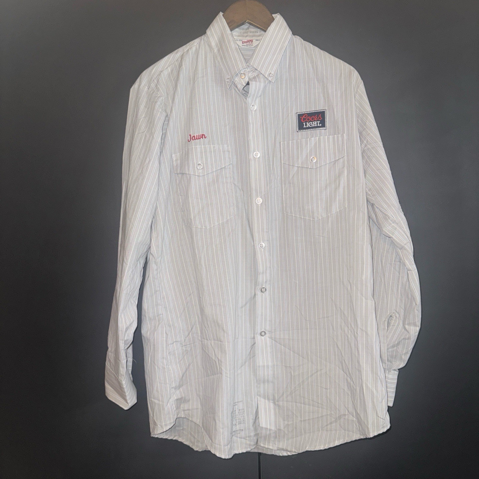 Vintage Unitog Coors Light Beer Work Shirt Pinstripe Men’s 15-15.5 Union USA 70s