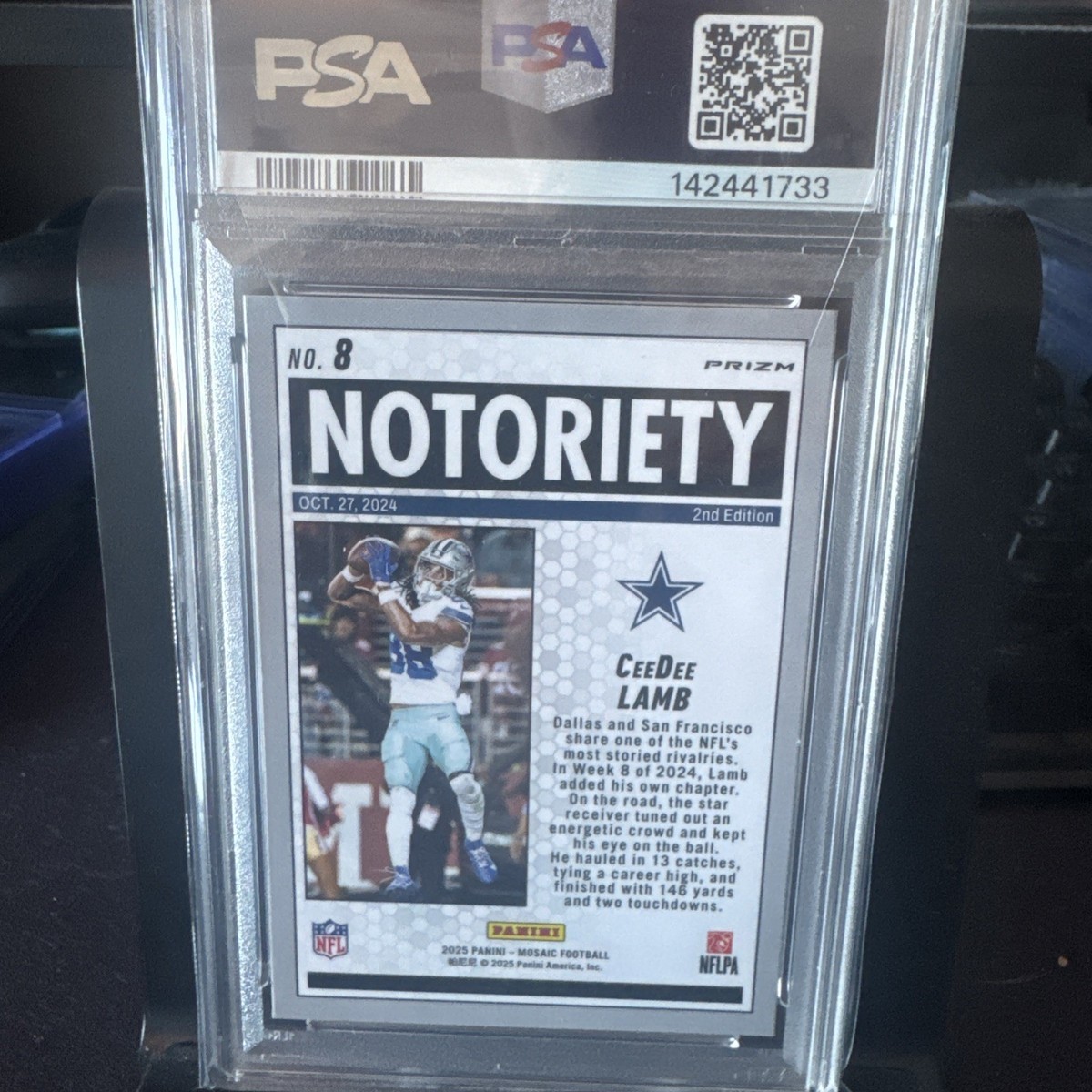 2025 Panini Mosaic - Notoriety CeeDee Lamb #8 Orange Fluorescent