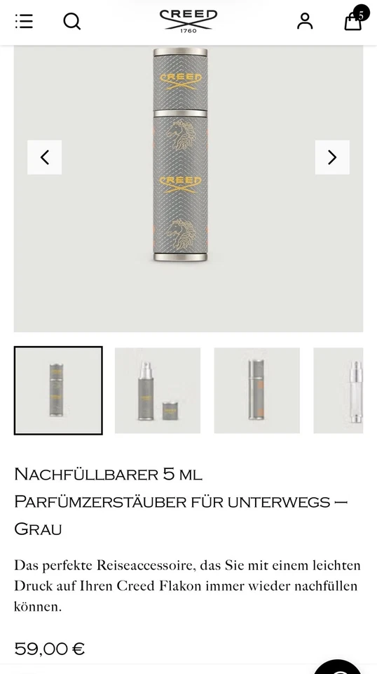 Creed. Nachfüllbarer 5ml Parfümzerstäuber für unterwegs -Grey-Gris. - Bild 4 von 4