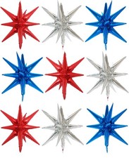 9PCS Blue Red White Explosion Balloons for Independence Day - 22" 4th of July...