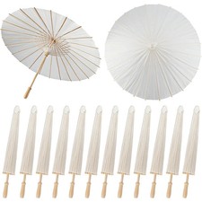 6PCS Parasol Umbrellas 40/60/80cm Paper Umbrella DIY White Umbrella Summer White