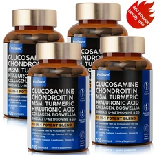 4 Pack Glucosamine Chondroitin Turmeric MSM Triple Strength Joint Support 120pcs