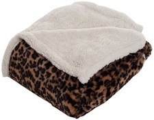 Sherpa Fleece Throw Blanket - 50x60-Inch Machine-Washable 50x60, Leopard