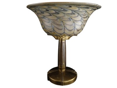 Bronze Dore Art Glass Footed Centerpiece