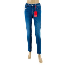 Image of DIESEL SLANDY Women's Blue Stretch Super Skinny Fit Mid Waist Jeans W26 L32